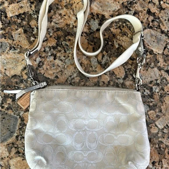 Coach Silver and Cream Crossbody Bag - Picture 2 of 10
